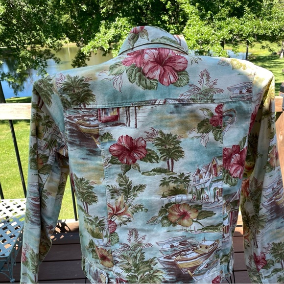 Coldwater Creek Tropical Caribbean Hawaiian Print Cotton Jacket Petite Medium - Picture 7 of 10